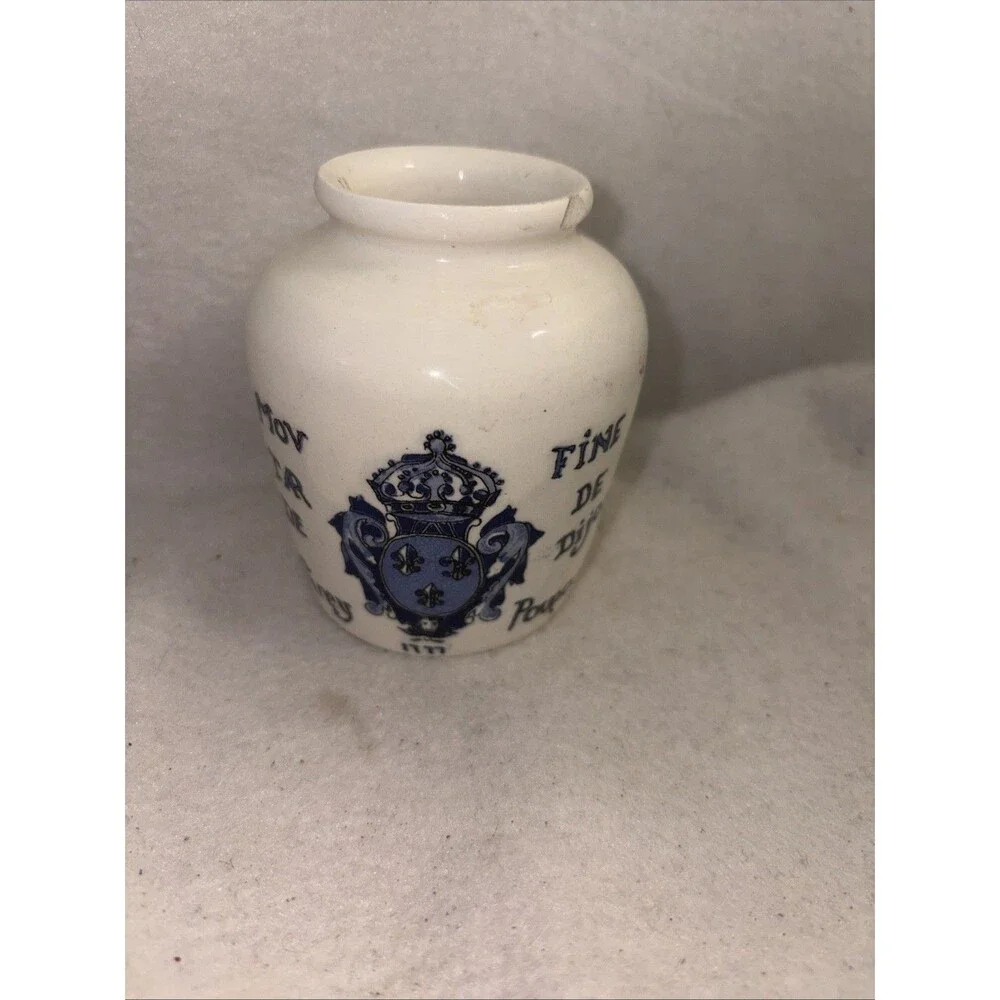 Vintage Dijon Sarreguemines Ironstone French Grey Poupon Dijon Moutarde, 1900's